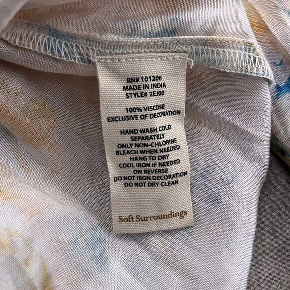 Soft Surroundings Blouse Women Large Blue Tie Dye Boho Smock Peasant Gypsy - Picture 4 of 10